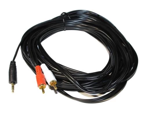 Кабель-перехідник звуковий, 3.5 мм (M) - 2xRCA (M), 7.5 м, Black, Atcom (10710)