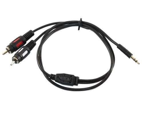 Кабель-перехідник звуковий, 3.5 мм (M) - 2xRCA (M), 0.8 м, Black, Atcom (10810)