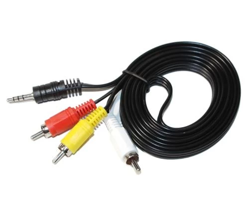 Кабель-перехідник звуковий, 3.5 мм (M) - 3xRCA (M), 1.8 м, Black, Atcom (17320)