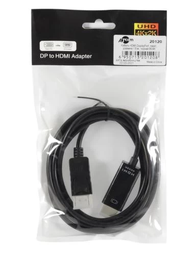 Кабель DisplayPort (M) - HDMI (M), 1.8 м, Black, Atcom (20120)