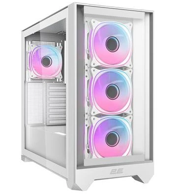 Корпус 2E Gaming Dominator Pro (G2302W), White, без БЖ, Mid Tower, для ATX / Micro ATX / Mini ITX, 1xType-C / 2xUSB 3.0, макс. CPU - 165 мм / VGA - 380 мм, 4x120 ARGB, бічна панель із загартованого скла, RGB Hub з пультом ДК (2E-G2302W)