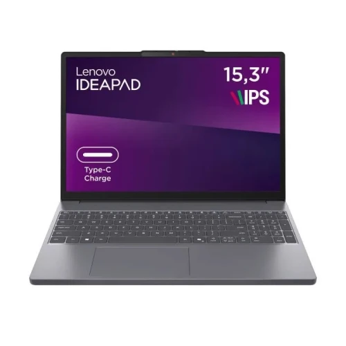 Ноутбук 16" Lenovo IdeaPad Slim 3 15IWC11 (83RR00RCRA) Grey, 16" (1920x1200, IPS, 60 Hz), Intel Core 5 320 (6x1.4-4.6GHz), 16GB DDR5, SSD 512GB, Radeon Graphics, Wi-Fi 6, Bluetooth 5.3, Type-C/2xUSB 3.2, HDMI, 50Wh, DOS