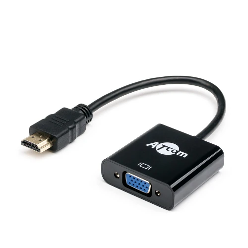 Перехідник HDMI (M) - VGA (F), Atcom, Black, 10 см (9220)