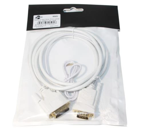 Кабель DVI-D (M) - VGA (M), 1.8 м, White, Atcom, з чіпом (9505)