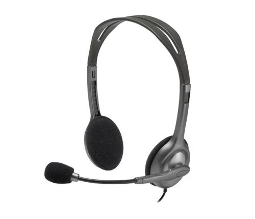 Навушники Logitech H110, Grey, 3.5 мм, поворотний мікрофон, регулятор гучності, 32 Ом, 1.8 м (981-000271)