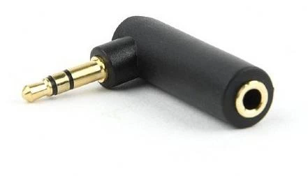 Перехідник звуковий, 3.5 мм (M) - 3.5 мм (F), Black, Cablexpert, кутовий роз'єм (A-3.5M-3.5FL)