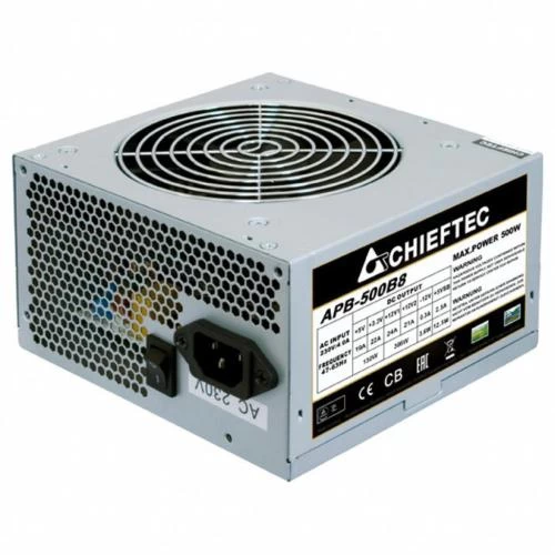 Блок живлення 500 Вт, Chieftec VALUE, Silver, 80+ Standart, Active PFC, 120 мм, 2xMolex / 3xSATA / 1x6+2-pin / 1x4+4-pin / 1x20+4-pin, захист AFC/OPP/OVP/SCP/SIP/UVP, ATX 12V v2.3 (APB-500B8)