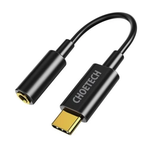 Кабель-перехідник звуковий, Type-C (M) - 3.5 мм (F), 10 см, Black, Choetech (AUX003)