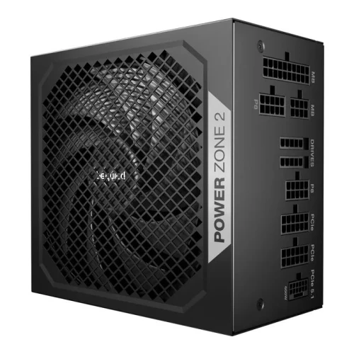 Блок живлення 1000 Вт, be quiet! Power Zone 2, Black, модульний, 80+ Platinum, Active PFC, 14 см "zero-PWM", 1xMolex / 7xSATA / 1x16-pin / 3x6+2-pin / 2x4+4-pin / 1x20+4-pin, захист OCP/OVP/OPP/OTP/SCP/UVP/SIP, ATX 3.1 (BP008EU)