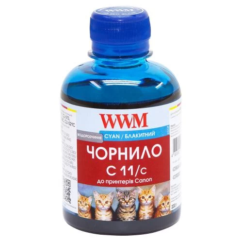 Чорнило WWM Canon CL-511/513/441, CLI-426C/521C, Cyan, 200 мл, водорозчинне (C11/C)