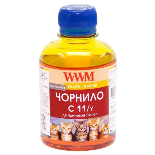 Чорнило WWM Canon CL-511/513/441, CLI-426Y/521Y, Yellow, 200 мл, водорозчинне (C11/Y)