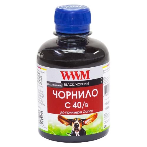 Чорнило WWM Canon PG-37/40/50, PGI-5Bk, BCI-15, Black, 200 мл, водорозчинне (C40/B)