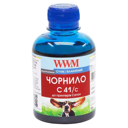 Чорнило WWM Canon CL-31/38/41/51, CLI-8C/36, Cyan, 200 мл, водорозчинне (C41/C)