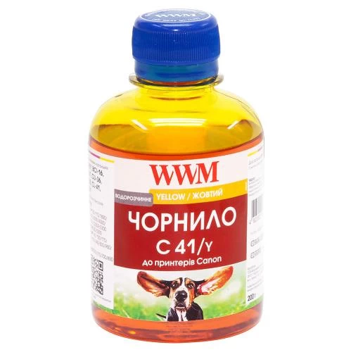 Чорнило WWM Canon CL-31/38/41/51, CLI-8Y/36, Yellow, 200 мл, водорозчинне (C41/Y)