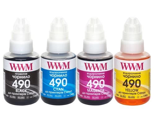 Комплект чорнил WWM Canon G1400/G2400/G3400, 4x140 мл (C490SET4)