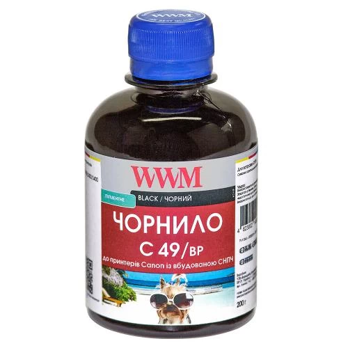 Чорнило WWM Canon G1400/G2400/G3400, Black, 200 мл, пігментне (C49/BP)