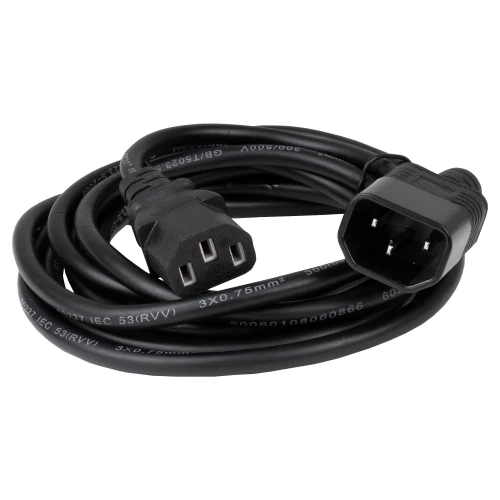 Кабель живлення від мережі PC-189, Black, 3 м, Patron, IEC C14 - IEC C13, 3x1 мм² (PN-POW-EX-30)