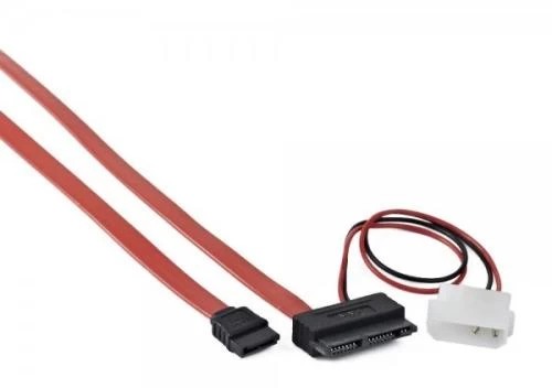 Кабель SATA, Red, 45 см (SATA) / 25 см (Power), Cablexpert, комбінований з живленням, підключення Molex (CC-MSATA-001)