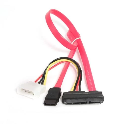 Кабель SATA, Red, 35 см (SATA) / 13.5 см (Power), Cablexpert, комбінований з живленням, підключення Molex (CC-SATA-C1)