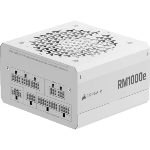 Блок живлення 1000 Вт, Corsair RM1000e, White, модульний, 80+ Gold, 12 см, 2xMolex / 6xSATA / 1x16-pin / 3x6+2-pin / 2x4+4-pin / 1x20+4-pin, захист OVP/UVP/SCP/OTP/OPP (CP-9020294-EU)