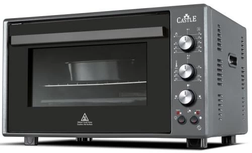 Електродуховка Castle CPE-40H, Matte Black, 1300W, 40 л, конвекція, подвійне термостійке скло, підсвітка, схований нижній нагрівальний елемент, таймер, термостат, сховані регулятори, 2 емальовані протвеня та 1 решітка