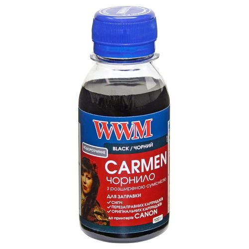 Чорнило WWM Canon CARMEN, PG-30/37/40/50/510/512, PGI-5/425/520, Black, 100 мл, водорозчинне, універсальне (CU/B-2)