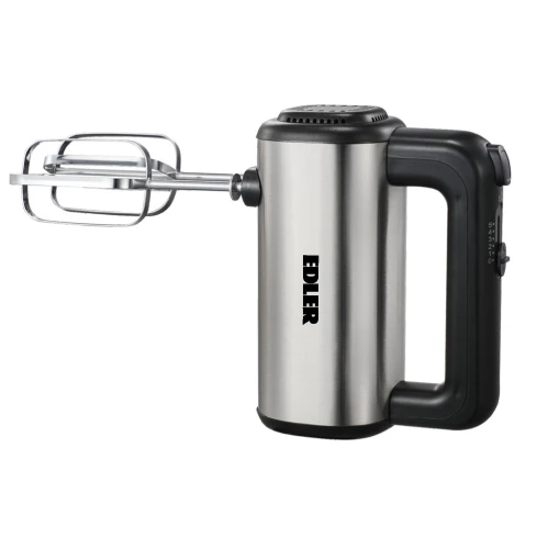 Міксер Edler EDHM-6667, Inox/Black, 250W, 5 швидкостей, 2 вінчика, 2 гачки, копус з нерж сталі