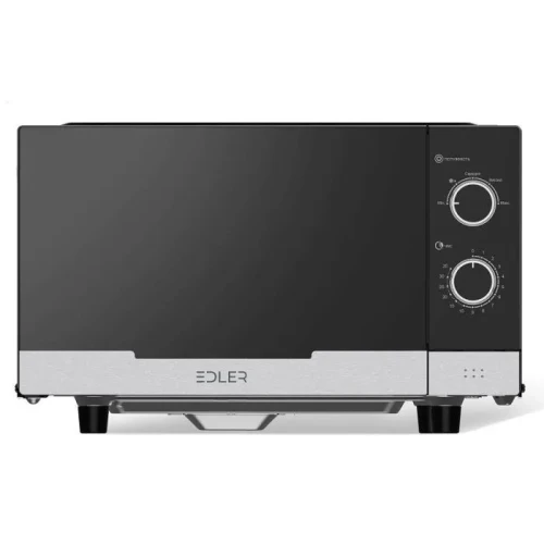 Мікрохвильова піч Edler EDMS-2398MSB, Black/Grey, 800W, 23 л, звичайна (соло), БЕЗ поворотного столу, 5 рівнів потужності, поворотні пермикачі