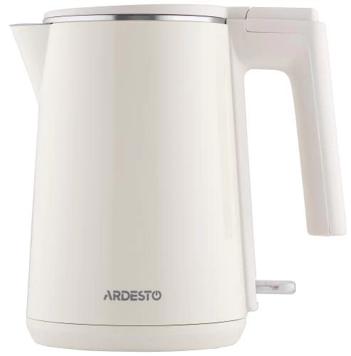 Електрочайник Ardesto EKL-F1BG, Beige, 1500W, 1л, дисковий, подвійний корпус, індикатор рівня води, контролер Strix