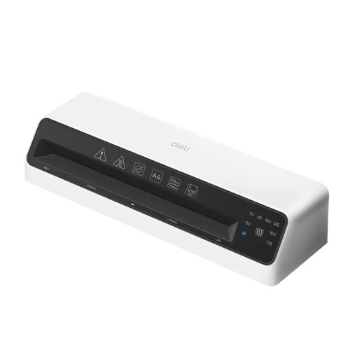 Ламінатор A4, Deli ET103, White/Black, до 175 мкм, гаряче та холодне ламінування, до 300 мм за хвилину, регулятор температури