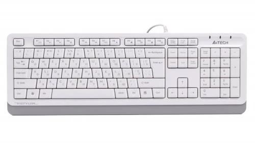 Клавіатура A4Tech FKS10 "Fstyler", White/Grey, USB, кнопки Natural_A Shape, 12 мультимедійних кнопок, захист від бризок, 1.5 м, UA/RU/US
