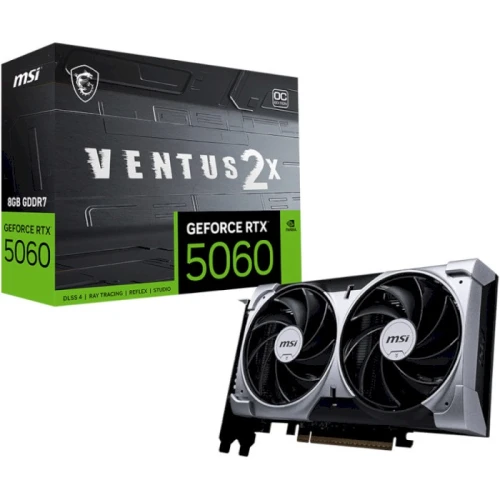 Відеокарта GeForce RTX 5060, MSI, VENTUS 2X OC, 8Gb GDDR7, 128-bit, HDMI/3xDP, 2535/28000 MHz, 8-pin (G5060-8V2C)