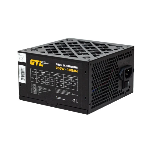 Блок живлення 700 Вт, GTL, Black, 120 мм, 2xMolex / 3xSATA / 1x6+2-pin / 1x4+4-pin / 1x24-pin, захист SCP / OCP / OVP / UVP, пласкі чорні кабелі збільшеної довжини (GTL-700-120)