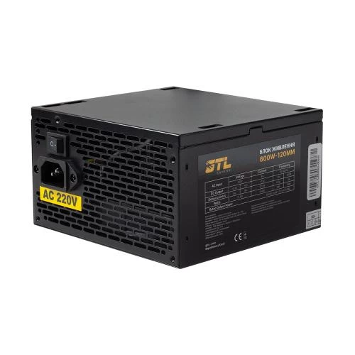 Блок живлення 600 Вт, GTL Gaming Star, Black, 120 мм, 2xMolex / 4xSATA / 2x6+2-pin / 2x4+4-pin / 1x20+4-pin, захист SCP / OCP / OVP / UVP (GTLGS600BK)