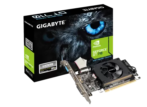 Відеокарта GeForce GT710, Gigabyte, 2Gb GDDR3, 64-bit, VGA/DVI/HDMI, 954/1800MHz (GV-N710D3-2GL)