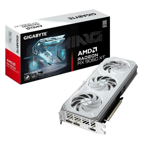 Відеокарта Radeon RX 9060 XT, Gigabyte, GAMING OC ICE (White Edition), 16Gb GDDR6, 128-bit, HDMI/2xDP, 3320/20000 MHz, 8-pin (GV-R906XGAMINGOCICE-16GD)