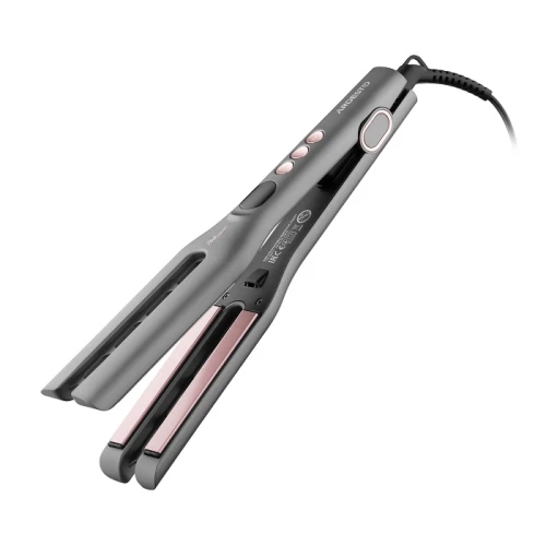 Випрямляч (праска) для волосся Ardesto Pink Touch HC-R365PT, Pink/Grey, 68 Вт, 150–230 °C, керамічне покриття нагрівального елементу, шнур з обертанням на 360°, дисплей, електронне управління