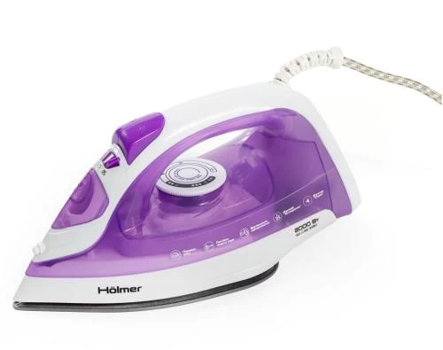 Праска Holmer HIT-2020, Purple, 1700W, тефлон, паровий удар 100 г/хв, постійна подача пари 30 г/хв, вертикальне відпарювання, очищення від накипу, антикрапля