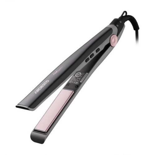 Випрямляч (праска) для волосся Ardesto Pink Touch HS-R350PT, Pink/Grey, 32 Вт, 110–200 °C, керамічне покриття нагрівального елементу, шнур з обертанням на 360°, дисплей, електронне управління (HS-R350PT)
