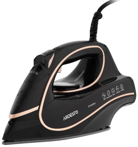 Праска Ardesto IR-B2235, Black/Gold, 2400W, кераміка, паровий удар, резервур 450мл, захист від кальцинації, антикрапля, плавне регулювання потужності пари, автоматичне відключення