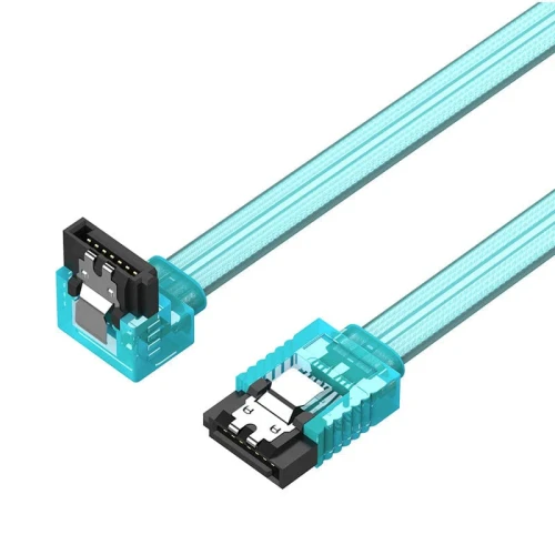 Кабель SATA, Blue, 50 см, Vention, кутовий роз'єм, із засувками (KDDSD)