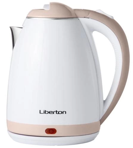 Електрочайник Liberton LEK-6802, White/Beige, 1500W, 1.8л, дисковий, нержавіюча сталь/пластик, індикатор рівня води, захист від перегріву, захист від включення без води