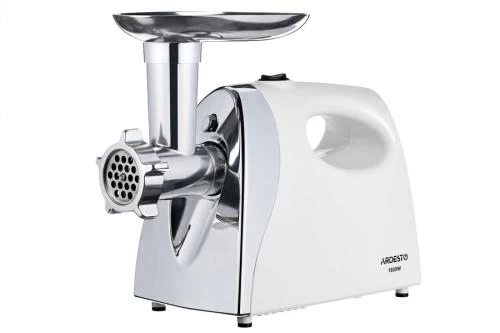 М'ясорубка Ardesto MGL-2050R White, 1800 W, 3 диски, насадка для томатів, для домашніх ковбас, продуктивність 2 кг/хв, реверс