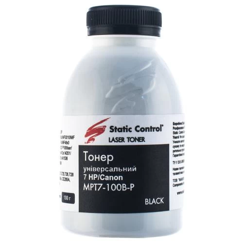 Тонер HP LJ P1005/1505/M1120/M1522, Canon LBP-3010/3100/3250, 100 г, Static Control (MPT7-100B-P)