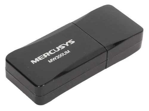 Мережевий адаптер Mercusys MW300UM, Black, USB, WiFi 4, 2.4 GHz (300 Мбіт/с), 1 внутрішня антена
