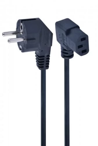 Кабель живлення від мережі PC-186, Black, 1.5 м, Cablexpert, CEE 7/7 - IEC C13, 3x1 мм², кутовий роз'єм (PC-186A-VDE1B-1.5M)