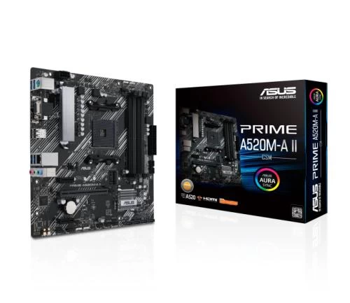 Мат.плата AM4 (A520) Asus PRIME A520M-A II/CSM, A520, 4xDDR4, Int.Video(CPU), 4xSATA3, 1xM.2, 1xPCI-E 3.0 x16, 2xPCI-E 3.0 x1, ALC887, RTL8111H, 6xUSB3.2/6xUSB2.0, VGA/HDMI/DP, MicroATX