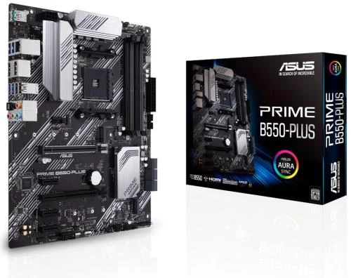 Мат.плата AM4 (B550) Asus PRIME B550-PLUS, B550, 4xDDR4, CrossFireX, Int.Video(CPU), 6xSATA3, 2xM.2, 1xPCI-E 16x 4.0, 1xPCI-E 16x 3.0, 3xPCI-E 1x 3.0, ALC887, RTL8111H, 8xUSB3.2/6xUSB2.0, HDMI/DP, ATX