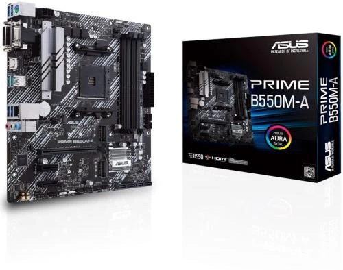 Мат.плата AM4 (B550) Asus PRIME B550M-A, B550, 4xDDR4, Int.Video(CPU), 4xSATA3, 2xM.2, 1xPCI-E 16x 4.0, 2xPCI-E 1x 3.0, ALC887, RTL8111H, 8xUSB3.2/4xUSB2.0, VGA/DVI-D/HDMI, MicroATX