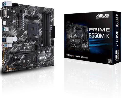 Мат.плата AM4 (B550) Asus PRIME B550M-K, B550, 4xDDR4, Int.Video(CPU), 4xSATA3, 1xM.2, 1xPCI-E 16x 4.0, 2xPCI-E 1x 3.0, ALC887, RTL8111H, 8xUSB3.2/4xUSB2.0, VGA/DVI-D/HDMI, MicroATX